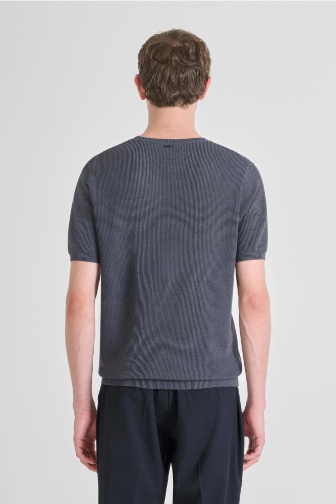 KNITWEAR T SHIRT MMSW01532 YA500091 7140 DARK AVIO